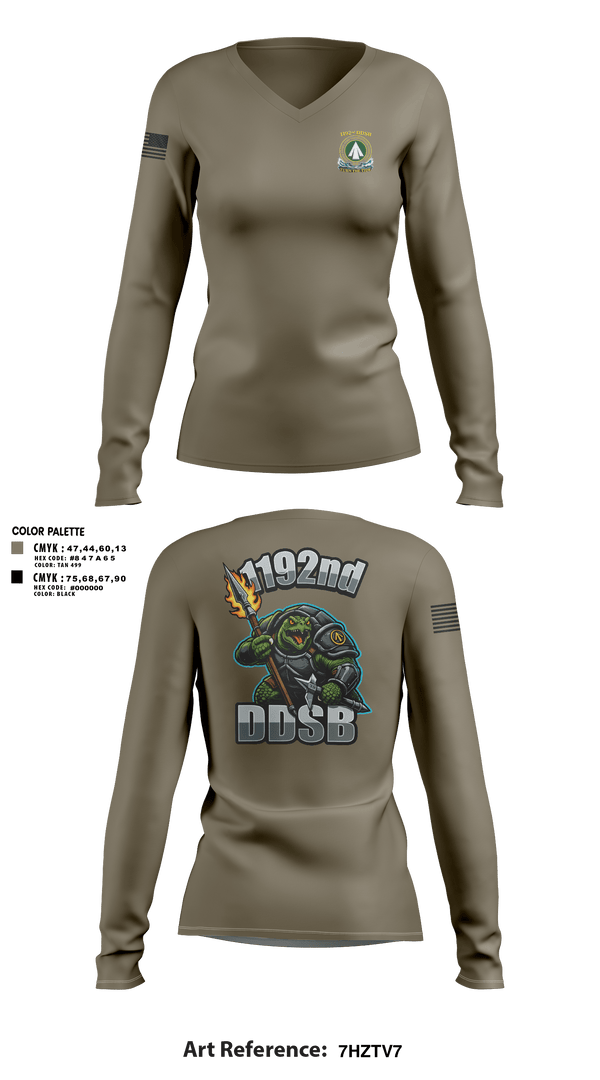Womens Long Sleeve Vneck Shirt, 1192nd DDSB, Army, Teamtime, Team time, sublimation, custom sports apparel, team uniforms, spirit wear, spiritwear, sports uniforms, custom shirts, team store, custom team store, fundraiser sports, apparel fundraiser