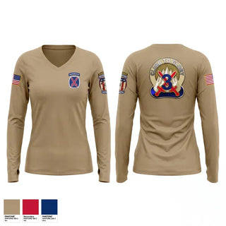 Womens Long Sleeve Vneck Shirt, 3rd Brigade, 10th Mountain Division, Army, Teamtime, Team time, sublimation, custom sports apparel, team uniforms, spirit wear, spiritwear, sports uniforms, custom shirts, team store, custom team store, fundraiser sports, apparel fundraiser