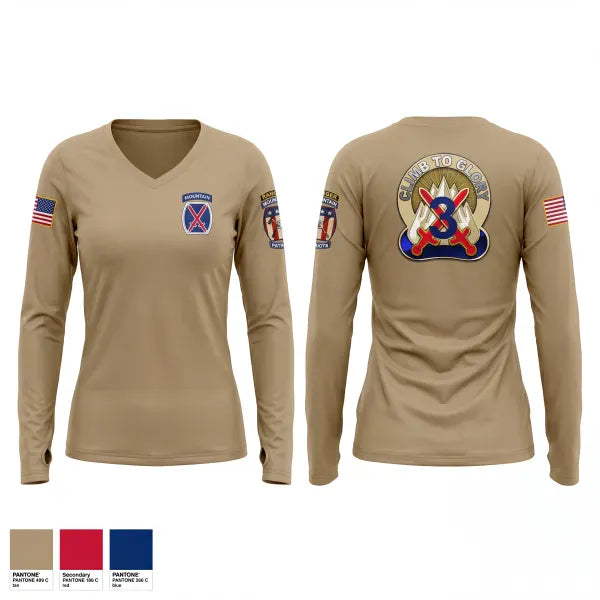 Womens Long Sleeve Vneck Shirt, 3rd Brigade, 10th Mountain Division, Army, Teamtime, Team time, sublimation, custom sports apparel, team uniforms, spirit wear, spiritwear, sports uniforms, custom shirts, team store, custom team store, fundraiser sports, apparel fundraiser