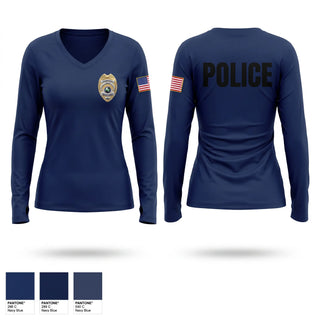 Womens Long Sleeve Vneck Shirt, , Police, Teamtime, Team time, sublimation, custom sports apparel, team uniforms, spirit wear, spiritwear, sports uniforms, custom shirts, team store, custom team store, fundraiser sports, apparel fundraiser