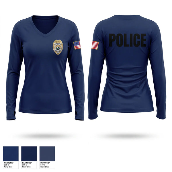 Womens Long Sleeve Vneck Shirt, , Police, Teamtime, Team time, sublimation, custom sports apparel, team uniforms, spirit wear, spiritwear, sports uniforms, custom shirts, team store, custom team store, fundraiser sports, apparel fundraiser