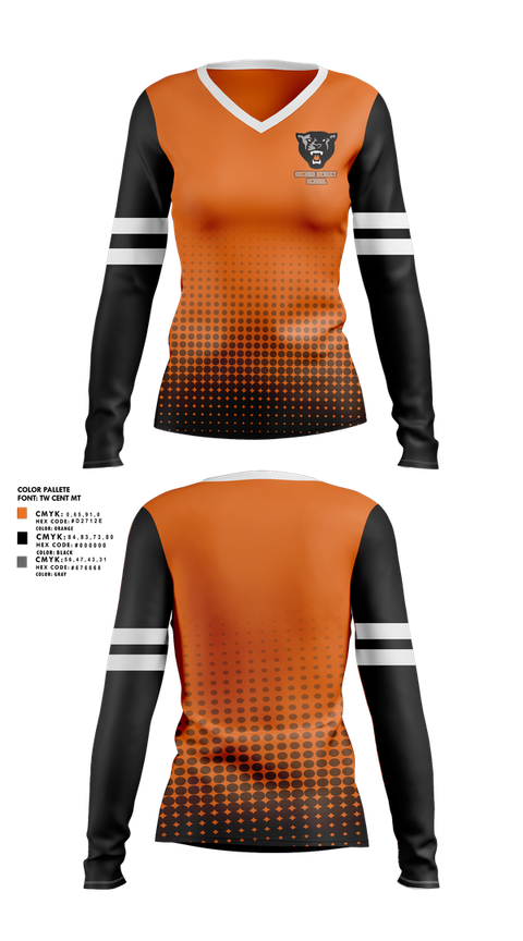 Womens Long Sleeve Vneck Shirt, Second Street School, Spirit Store, Teamtime, Team time, sublimation, custom sports apparel, team uniforms, spirit wear, spiritwear, sports uniforms, custom shirts, team store, custom team store, fundraiser sports, apparel fundraiser