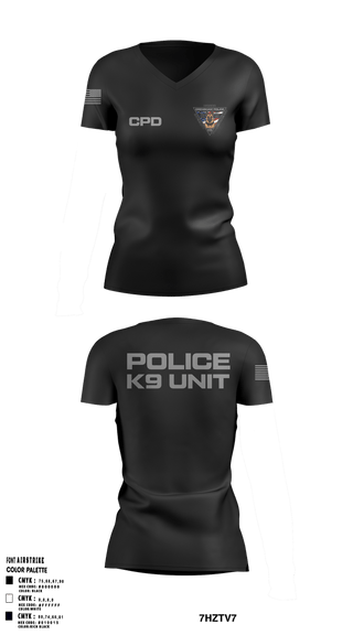 Womens Short Sleeve Vneck Shirt, Crenshaw Police Department, Police, Teamtime, Team time, sublimation, custom sports apparel, team uniforms, spirit wear, spiritwear, sports uniforms, custom shirts, team store, custom team store, fundraiser sports, apparel fundraiser