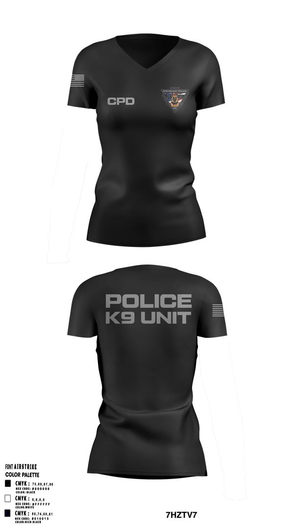 Womens Short Sleeve Vneck Shirt, Crenshaw Police Department, Police, Teamtime, Team time, sublimation, custom sports apparel, team uniforms, spirit wear, spiritwear, sports uniforms, custom shirts, team store, custom team store, fundraiser sports, apparel fundraiser