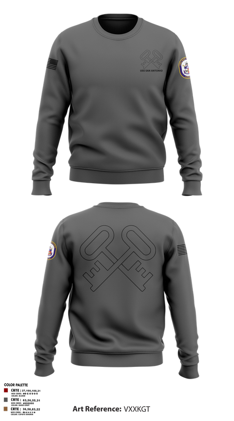 Crew Neck Sweatshirt, Uss San Antonio, Navy, Teamtime, Team time, sublimation, custom sports apparel, team uniforms, spirit wear, spiritwear, sports uniforms, custom shirts, team store, custom team store, fundraiser sports, apparel fundraiser
