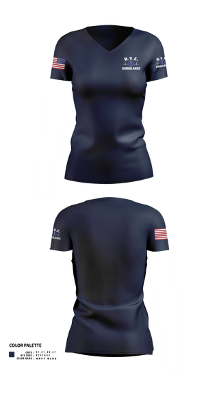 Womens Short Sleeve Vneck Shirt, B.Y.E. AMBULANCE SERVICE INC., EMS/EMT, Teamtime, Team time, sublimation, custom sports apparel, team uniforms, spirit wear, spiritwear, sports uniforms, custom shirts, team store, custom team store, fundraiser sports, apparel fundraiser