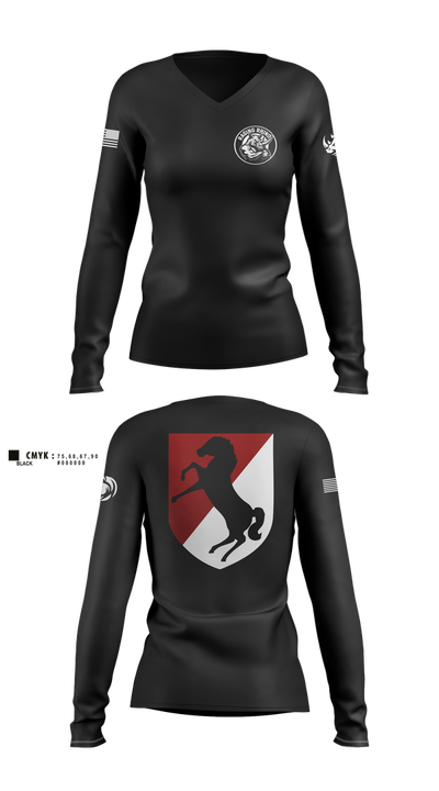 White Platoon Raging RhinosUs Army Women's Long Sleeve V-neck Shirt - 1