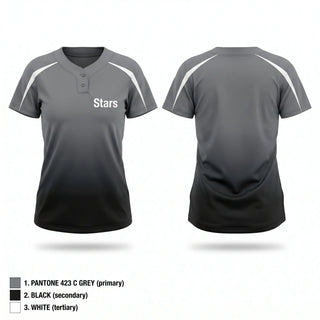 Two Button Softball Jersey, Stars, Softball, Teamtime, Team time, sublimation, custom sports apparel, team uniforms, spirit wear, spiritwear, sports uniforms, custom shirts, team store, custom team store, fundraiser sports, apparel fundraiser