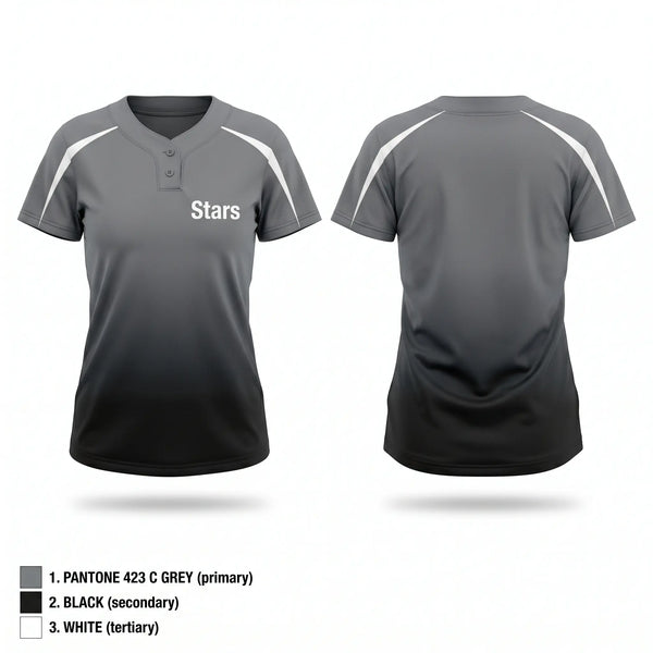 Two Button Softball Jersey, Stars, Softball, Teamtime, Team time, sublimation, custom sports apparel, team uniforms, spirit wear, spiritwear, sports uniforms, custom shirts, team store, custom team store, fundraiser sports, apparel fundraiser