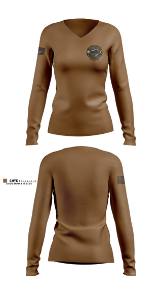 Womens Long Sleeve Vneck Shirt, 143d ESC, Army, Teamtime, Team time, sublimation, custom sports apparel, team uniforms, spirit wear, spiritwear, sports uniforms, custom shirts, team store, custom team store, fundraiser sports, apparel fundraiser