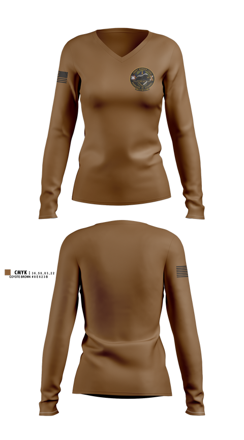 Womens Long Sleeve Vneck Shirt, 143d ESC, Army, Teamtime, Team time, sublimation, custom sports apparel, team uniforms, spirit wear, spiritwear, sports uniforms, custom shirts, team store, custom team store, fundraiser sports, apparel fundraiser