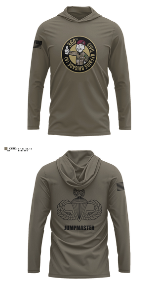 Long Sleeve Performance Shirt with hood, 360 CA BDE (Airborne), Army, Teamtime, Team time, sublimation, custom sports apparel, team uniforms, spirit wear, spiritwear, sports uniforms, custom shirts, team store, custom team store, fundraiser sports, apparel fundraiser