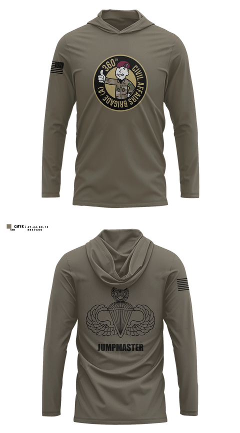 Long Sleeve Performance Shirt with hood, 360 CA BDE (Airborne), Army, Teamtime, Team time, sublimation, custom sports apparel, team uniforms, spirit wear, spiritwear, sports uniforms, custom shirts, team store, custom team store, fundraiser sports, apparel fundraiser