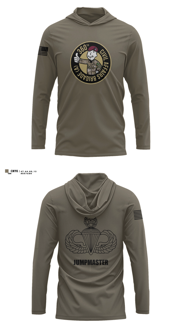 Long Sleeve Performance Shirt with hood, 360 CA BDE (Airborne), Army, Teamtime, Team time, sublimation, custom sports apparel, team uniforms, spirit wear, spiritwear, sports uniforms, custom shirts, team store, custom team store, fundraiser sports, apparel fundraiser