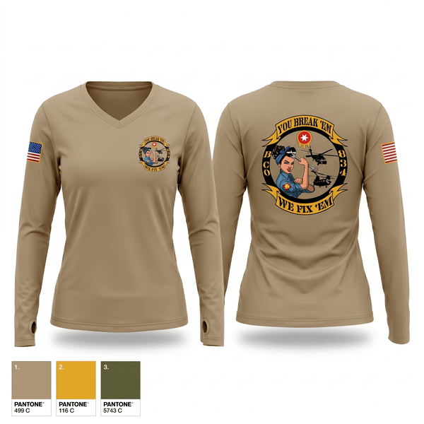 Womens Long Sleeve Vneck Shirt, B-Co 834th ASB, National Guard, Teamtime, Team time, sublimation, custom sports apparel, team uniforms, spirit wear, spiritwear, sports uniforms, custom shirts, team store, custom team store, fundraiser sports, apparel fundraiser