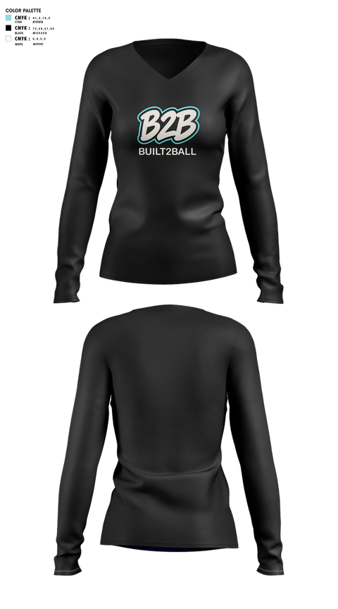Womens Long Sleeve Vneck Shirt, Built2Ball, Women's Basketball, Teamtime, Team time, sublimation, custom sports apparel, team uniforms, spirit wear, spiritwear, sports uniforms, custom shirts, team store, custom team store, fundraiser sports, apparel fundraiser