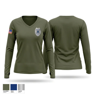 Womens Long Sleeve Vneck Shirt, Connecticut College Campus Safety, Police, Teamtime, Team time, sublimation, custom sports apparel, team uniforms, spirit wear, spiritwear, sports uniforms, custom shirts, team store, custom team store, fundraiser sports, apparel fundraiser