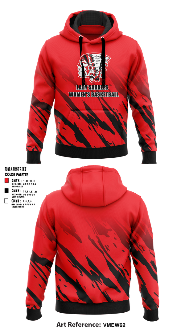 Hoodie, Lady Saukees Basketball, Women's Basketball, Teamtime, Team time, sublimation, custom sports apparel, team uniforms, spirit wear, spiritwear, sports uniforms, custom shirts, team store, custom team store, fundraiser sports, apparel fundraiser