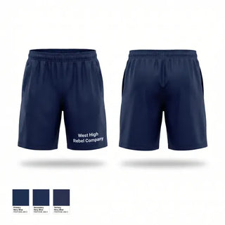 Athletic Shorts With Pockets, West High Rebel Company, Navy, Teamtime, Team time, sublimation, custom sports apparel, team uniforms, spirit wear, spiritwear, sports uniforms, custom shirts, team store, custom team store, fundraiser sports, apparel fundraiser