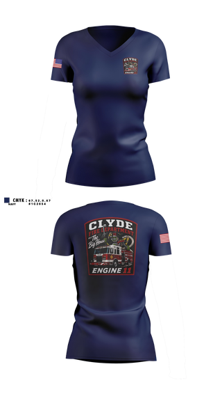 Womens Short Sleeve Vneck Shirt, Clyde fire department, Fire Department, Teamtime, Team time, sublimation, custom sports apparel, team uniforms, spirit wear, spiritwear, sports uniforms, custom shirts, team store, custom team store, fundraiser sports, apparel fundraiser