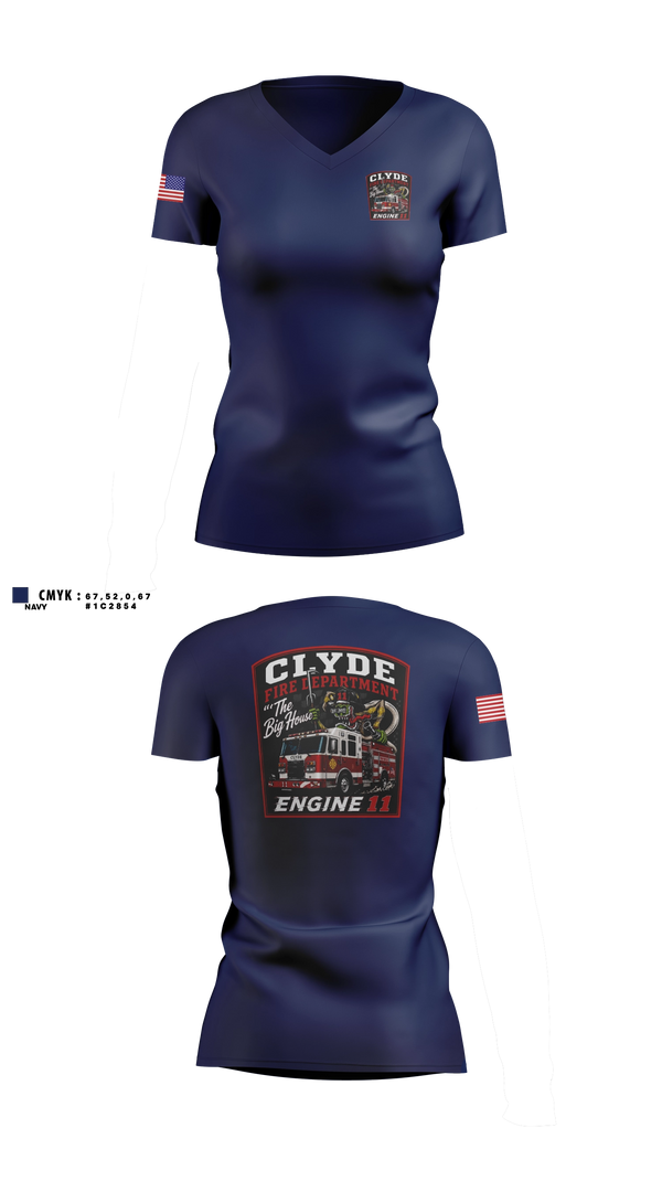 Womens Short Sleeve Vneck Shirt, Clyde fire department, Fire Department, Teamtime, Team time, sublimation, custom sports apparel, team uniforms, spirit wear, spiritwear, sports uniforms, custom shirts, team store, custom team store, fundraiser sports, apparel fundraiser