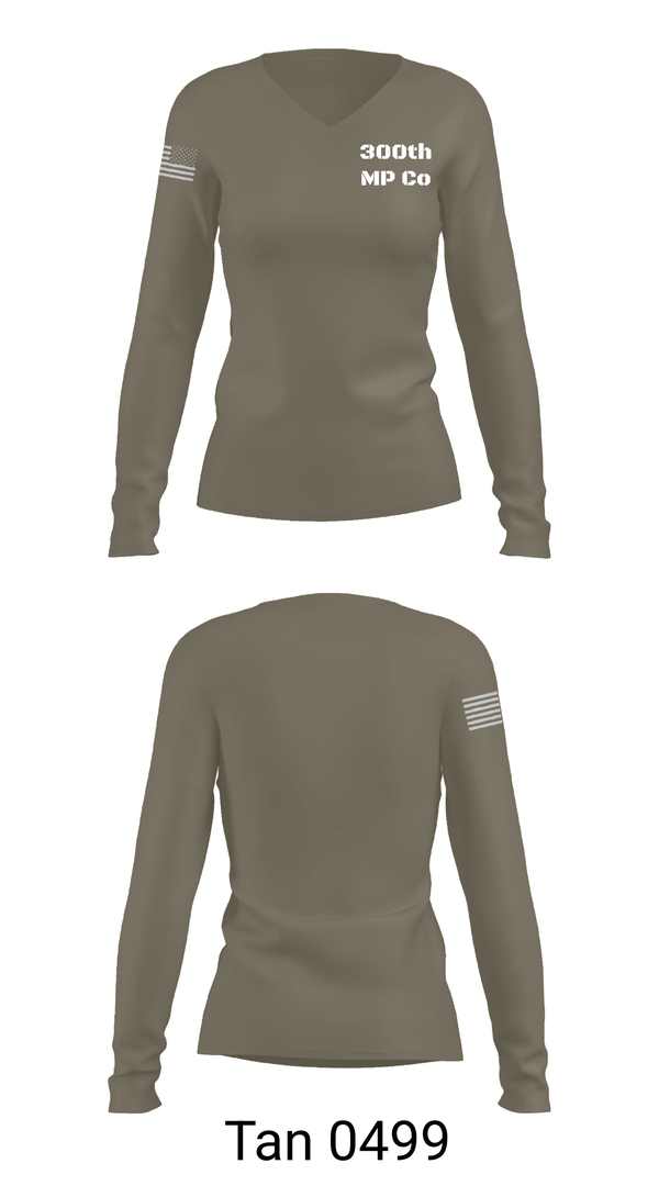 Womens Long Sleeve Vneck Shirt, 300th MP Co, , Teamtime, Team time, sublimation, custom sports apparel, team uniforms, spirit wear, spiritwear, sports uniforms, custom shirts, team store, custom team store, fundraiser sports, apparel fundraiser