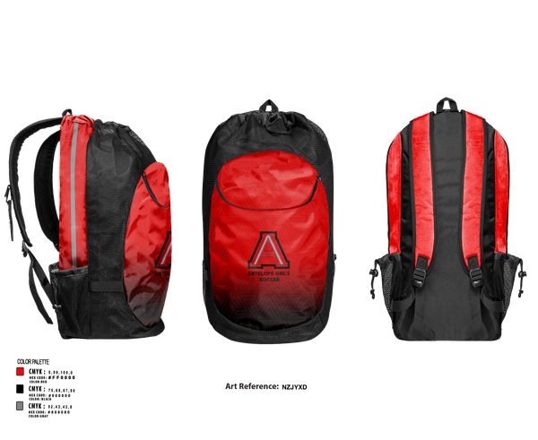 Gear Bag, Antelope Girls Soccer, Women's Soccer, Teamtime, Team time, sublimation, custom sports apparel, team uniforms, spirit wear, spiritwear, sports uniforms, custom shirts, team store, custom team store, fundraiser sports, apparel fundraiser