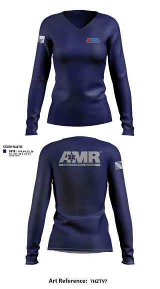 Womens Long Sleeve Vneck Shirt, AMR Knox County, EMS/EMT, Teamtime, Team time, sublimation, custom sports apparel, team uniforms, spirit wear, spiritwear, sports uniforms, custom shirts, team store, custom team store, fundraiser sports, apparel fundraiser