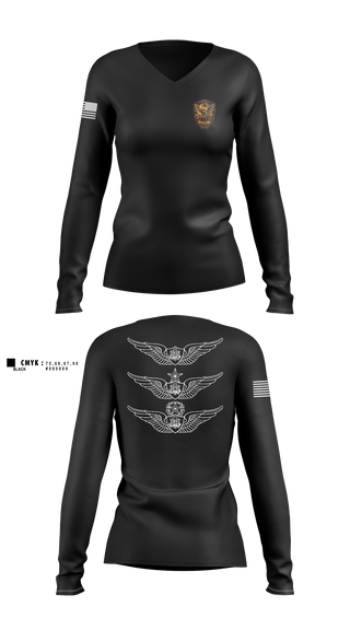 Womens Long Sleeve Vneck Shirt, 2-210th Aviation Regiment, Army, Teamtime, Team time, sublimation, custom sports apparel, team uniforms, spirit wear, spiritwear, sports uniforms, custom shirts, team store, custom team store, fundraiser sports, apparel fundraiser