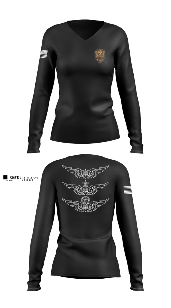 Womens Long Sleeve Vneck Shirt, 2-210th Aviation Regiment, Army, Teamtime, Team time, sublimation, custom sports apparel, team uniforms, spirit wear, spiritwear, sports uniforms, custom shirts, team store, custom team store, fundraiser sports, apparel fundraiser