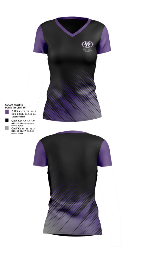 Womens Short Sleeve Vneck Shirt, Cedar Ridge Lady Raiders Soccer, Women's Soccer, Teamtime, Team time, sublimation, custom sports apparel, team uniforms, spirit wear, spiritwear, sports uniforms, custom shirts, team store, custom team store, fundraiser sports, apparel fundraiser