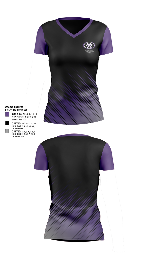 Womens Short Sleeve Vneck Shirt, Cedar Ridge Lady Raiders Soccer, Women's Soccer, Teamtime, Team time, sublimation, custom sports apparel, team uniforms, spirit wear, spiritwear, sports uniforms, custom shirts, team store, custom team store, fundraiser sports, apparel fundraiser