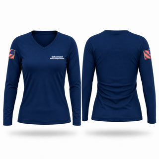 Womens Long Sleeve Vneck Shirt, Sebastopol Police Department, Police, Teamtime, Team time, sublimation, custom sports apparel, team uniforms, spirit wear, spiritwear, sports uniforms, custom shirts, team store, custom team store, fundraiser sports, apparel fundraiser
