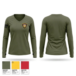 Womens Long Sleeve Vneck Shirt, Washington County Fire Department, Fire Department, Teamtime, Team time, sublimation, custom sports apparel, team uniforms, spirit wear, spiritwear, sports uniforms, custom shirts, team store, custom team store, fundraiser sports, apparel fundraiser