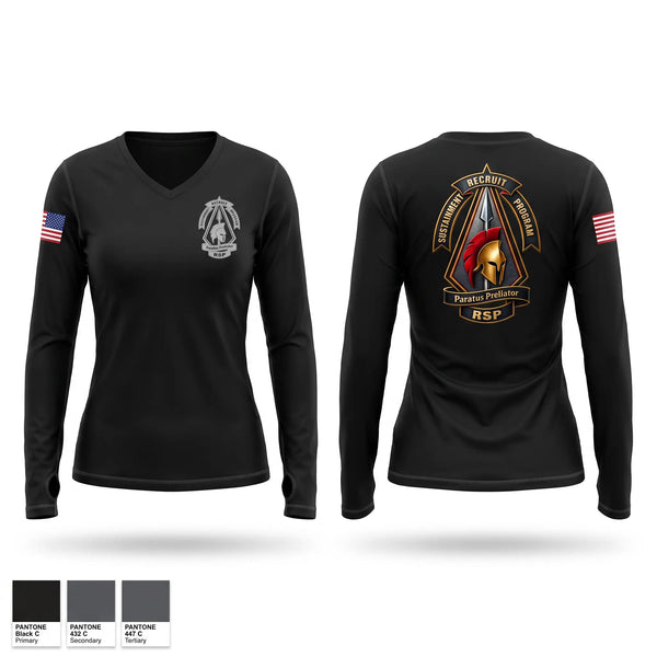 Womens Long Sleeve Vneck Shirt, DET 3, INARNG R&R BN, National Guard, Teamtime, Team time, sublimation, custom sports apparel, team uniforms, spirit wear, spiritwear, sports uniforms, custom shirts, team store, custom team store, fundraiser sports, apparel fundraiser