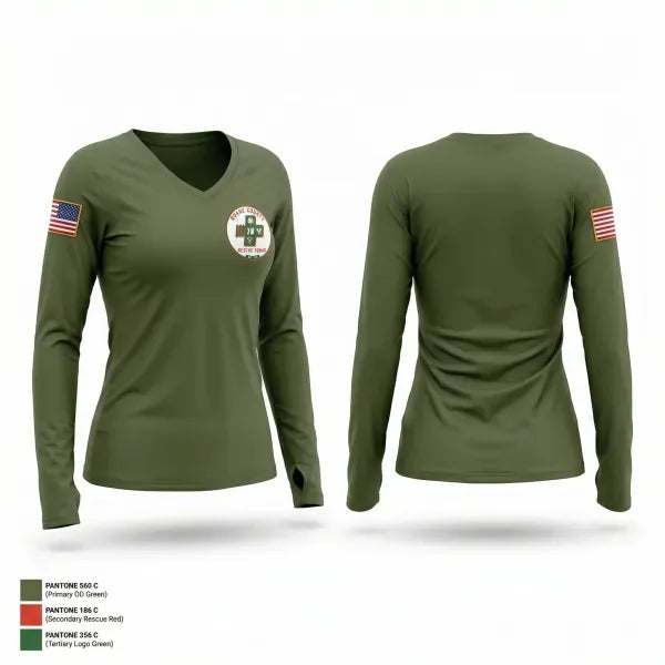 Womens Long Sleeve Vneck Shirt, Roane County Rescue Squad, EMS/EMT, Teamtime, Team time, sublimation, custom sports apparel, team uniforms, spirit wear, spiritwear, sports uniforms, custom shirts, team store, custom team store, fundraiser sports, apparel fundraiser