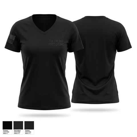 Womens Short Sleeve Vneck Shirt, The Colony Pipes & Drums, Fire Department, Teamtime, Team time, sublimation, custom sports apparel, team uniforms, spirit wear, spiritwear, sports uniforms, custom shirts, team store, custom team store, fundraiser sports, apparel fundraiser