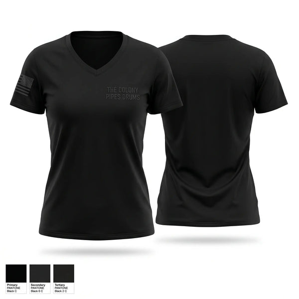 Womens Short Sleeve Vneck Shirt, The Colony Pipes & Drums, Fire Department, Teamtime, Team time, sublimation, custom sports apparel, team uniforms, spirit wear, spiritwear, sports uniforms, custom shirts, team store, custom team store, fundraiser sports, apparel fundraiser