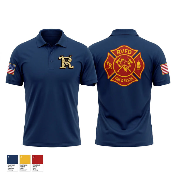 Short Sleeve Performance Polo, Runge Volunteer Fire Department, Fire Department, Teamtime, Team time, sublimation, custom sports apparel, team uniforms, spirit wear, spiritwear, sports uniforms, custom shirts, team store, custom team store, fundraiser sports, apparel fundraiser