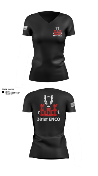 Womens Short Sleeve Vneck Shirt, 381 EN CO, Army, Teamtime, Team time, sublimation, custom sports apparel, team uniforms, spirit wear, spiritwear, sports uniforms, custom shirts, team store, custom team store, fundraiser sports, apparel fundraiser