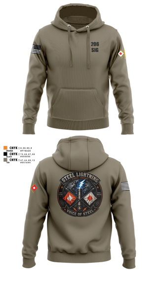 Hoodie, 206 Steel Lightning, Army, Teamtime, Team time, sublimation, custom sports apparel, team uniforms, spirit wear, spiritwear, sports uniforms, custom shirts, team store, custom team store, fundraiser sports, apparel fundraiser