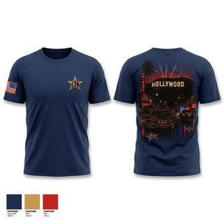 Old School Cotton Feel Shirt, HOLLYWOOD, Police, Teamtime, Team time, sublimation, custom sports apparel, team uniforms, spirit wear, spiritwear, sports uniforms, custom shirts, team store, custom team store, fundraiser sports, apparel fundraiser