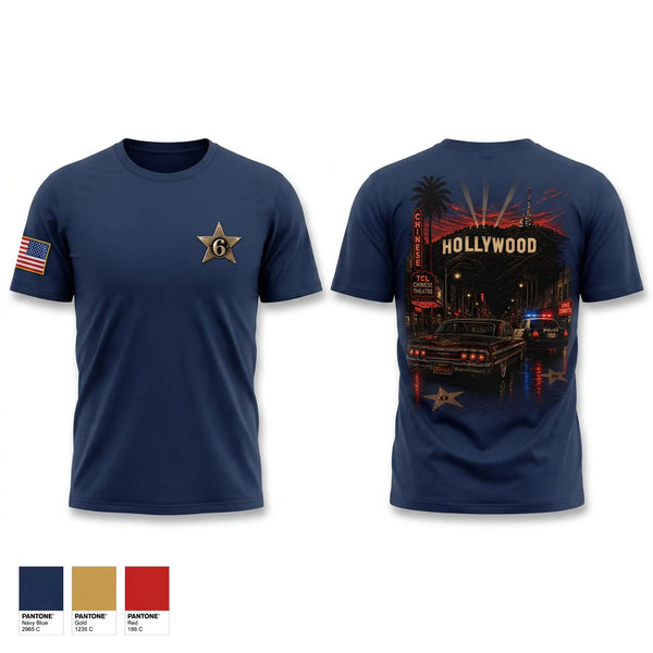 Old School Cotton Feel Shirt, HOLLYWOOD, Police, Teamtime, Team time, sublimation, custom sports apparel, team uniforms, spirit wear, spiritwear, sports uniforms, custom shirts, team store, custom team store, fundraiser sports, apparel fundraiser