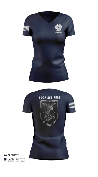 1-222 Aviaition Regiment 73134658 Women's Short Sleeve V-neck Shirt - 23