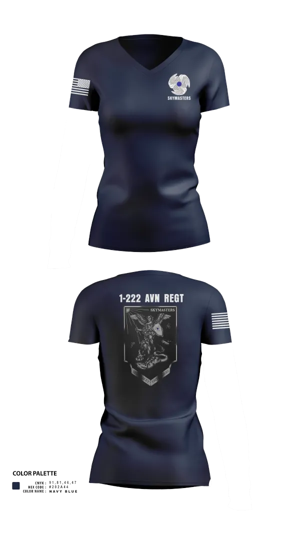 Womens Short Sleeve Vneck Shirt, 1-222 Aviaition Regiment, Army, Teamtime, Team time, sublimation, custom sports apparel, team uniforms, spirit wear, spiritwear, sports uniforms, custom shirts, team store, custom team store, fundraiser sports, apparel fundraiser