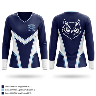 Womens Long Sleeve Vneck Shirt, Night Owls, Ice Hockey, Teamtime, Team time, sublimation, custom sports apparel, team uniforms, spirit wear, spiritwear, sports uniforms, custom shirts, team store, custom team store, fundraiser sports, apparel fundraiser
