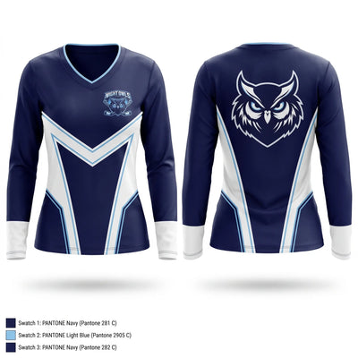 Night Owls Women's Long Sleeve V-neck Shirt - 1