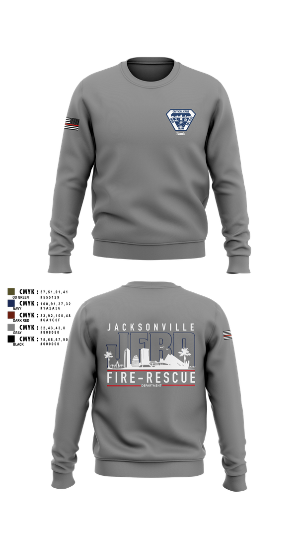 Crew Neck Sweatshirt, JFRD Critical Care Team, Fire Department, Teamtime, Team time, sublimation, custom sports apparel, team uniforms, spirit wear, spiritwear, sports uniforms, custom shirts, team store, custom team store, fundraiser sports, apparel fundraiser