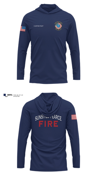 Long Sleeve hooded sunshirt, Sunsites-Pearce Fire District, Fire Department, Teamtime, Team time, sublimation, custom sports apparel, team uniforms, spirit wear, spiritwear, sports uniforms, custom shirts, team store, custom team store, fundraiser sports, apparel fundraiser