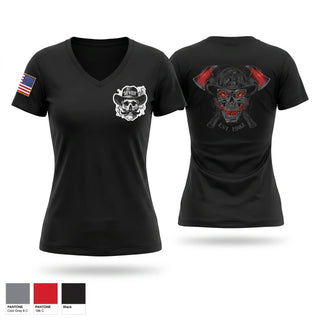 Womens Short Sleeve Vneck Shirt, Outlaws, Fire Department, Teamtime, Team time, sublimation, custom sports apparel, team uniforms, spirit wear, spiritwear, sports uniforms, custom shirts, team store, custom team store, fundraiser sports, apparel fundraiser